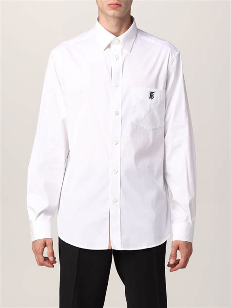 burberry motif shirt|Burberry white long sleeve shirt.